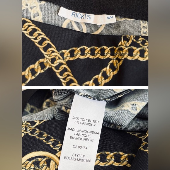 Ricki’s Chain Print Black MIDI Pull On Skirt size Medium - Picture 4 of 4